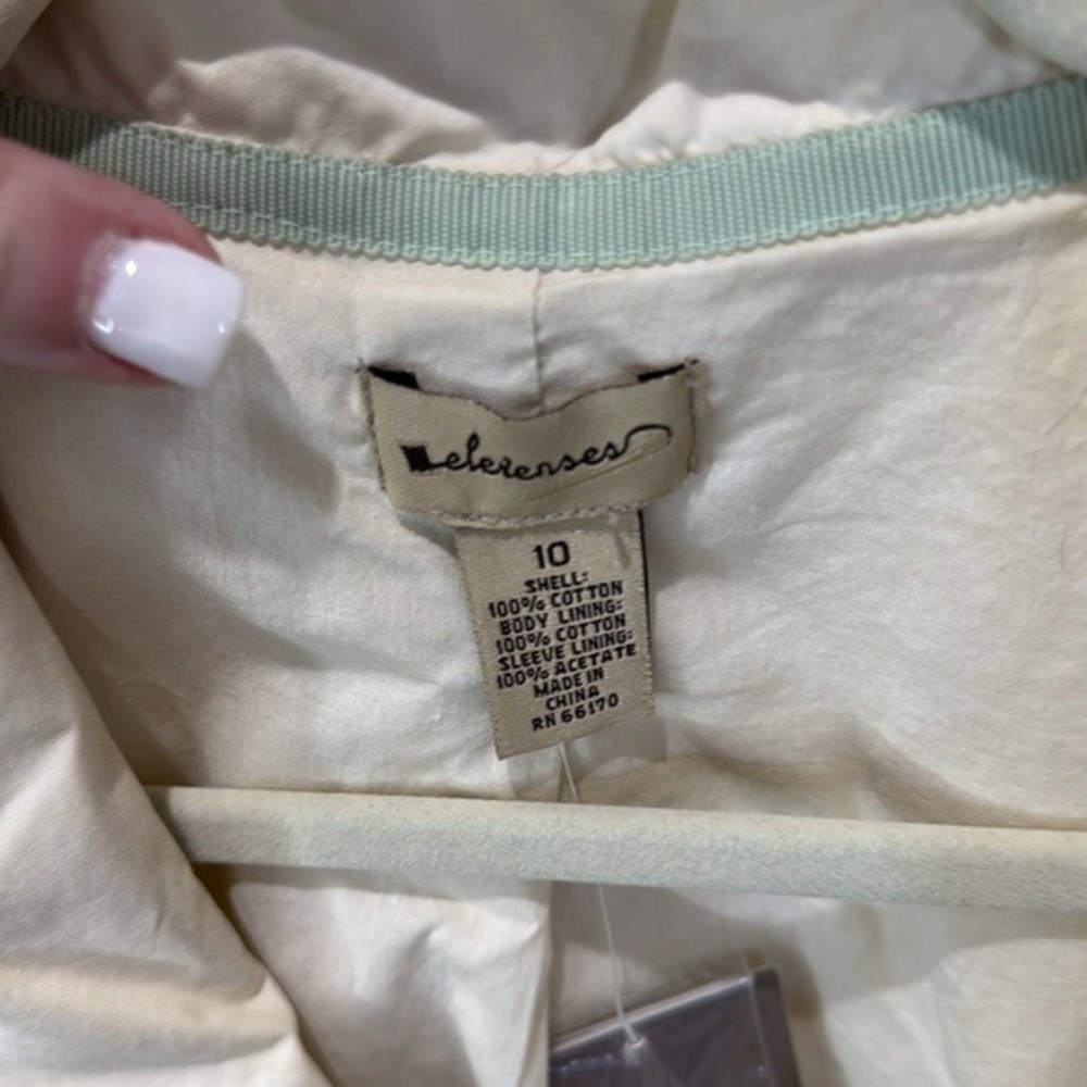 Elevenses Ivory Cropped Jacket Size 10 Button Front Peplum Career - Picture 2 of 7